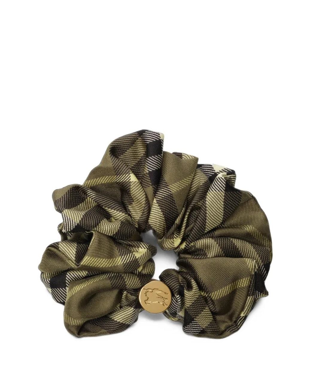Burberry Green Check Silk Scrunchie