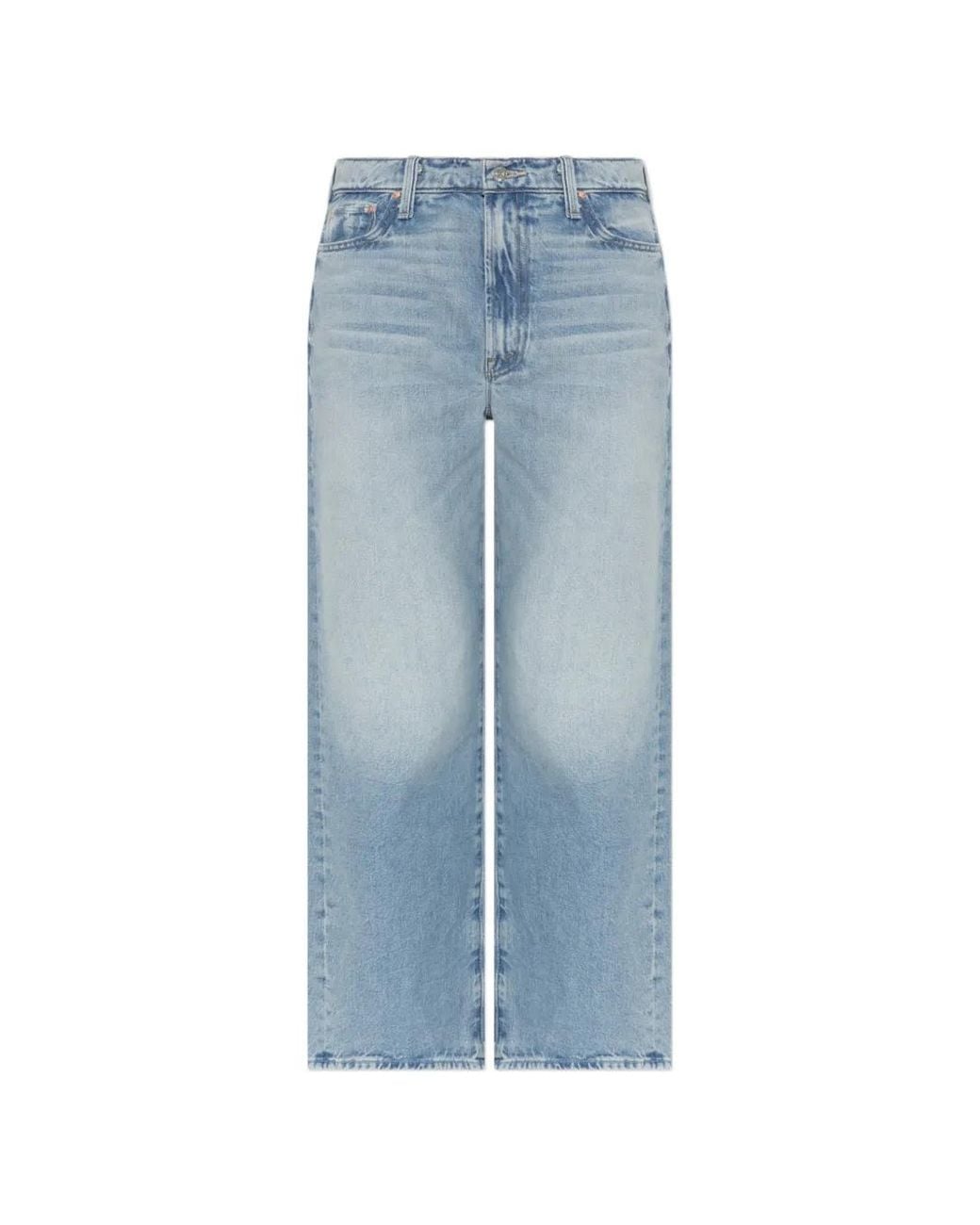 Mother Blue The Dodger Flood Faded-Effect Wide-Leg Jeans