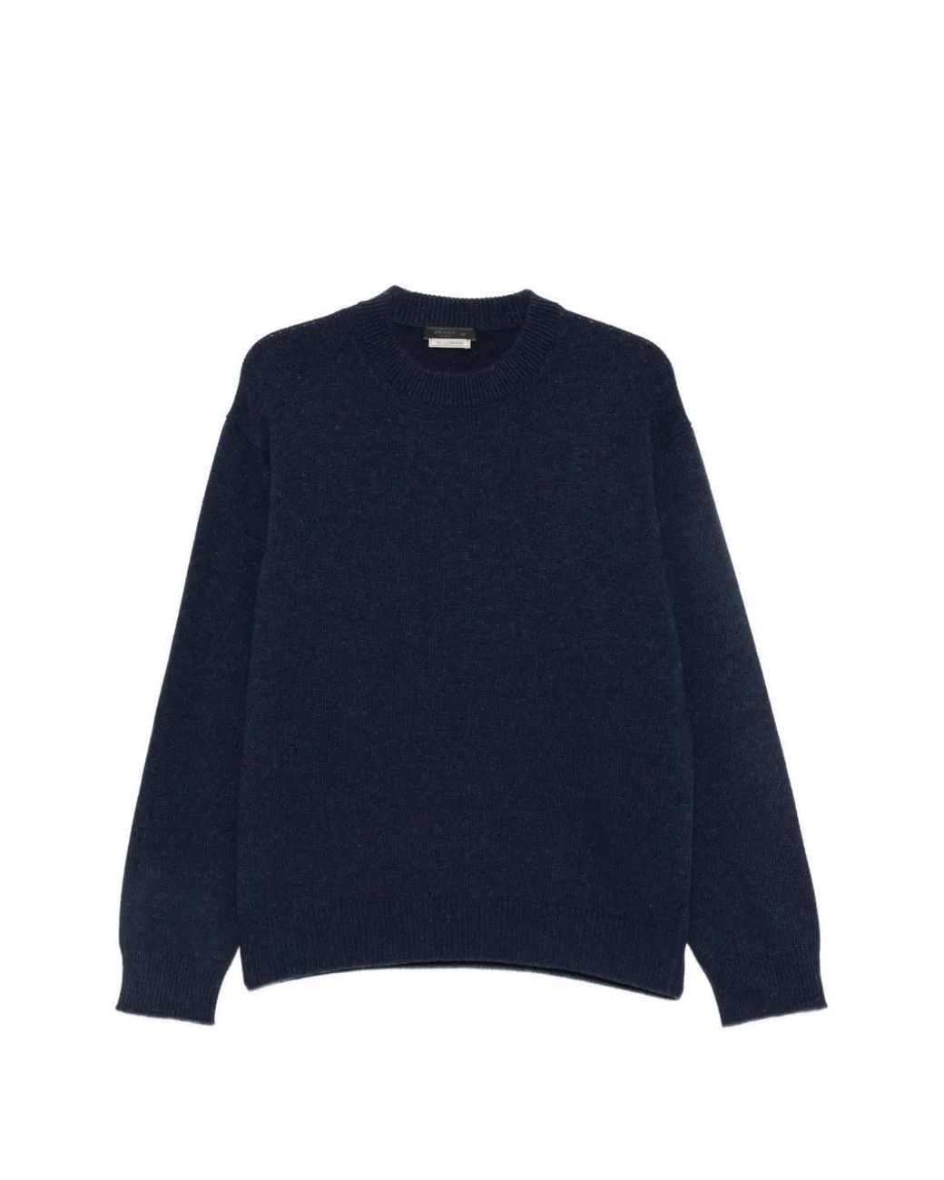 Prada Blue Triangle-Logo Knit Sweater for men