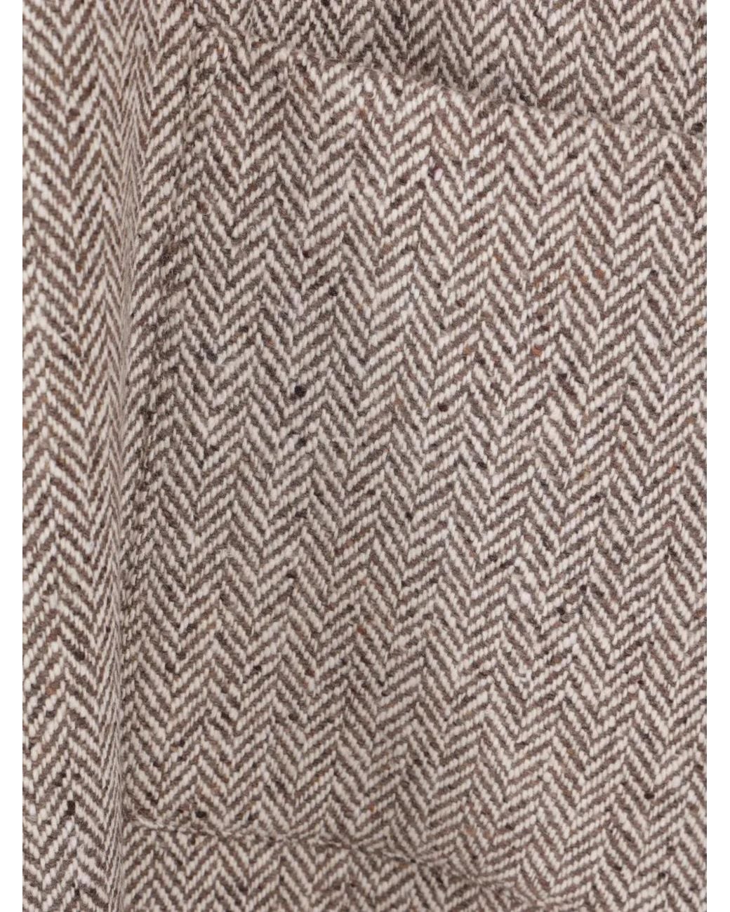 Dusan Gray High-Neck Herringbone Coat