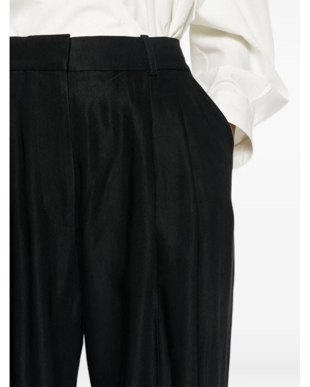 Studio Nicholson Black Pleated Twill-Weave Trousers