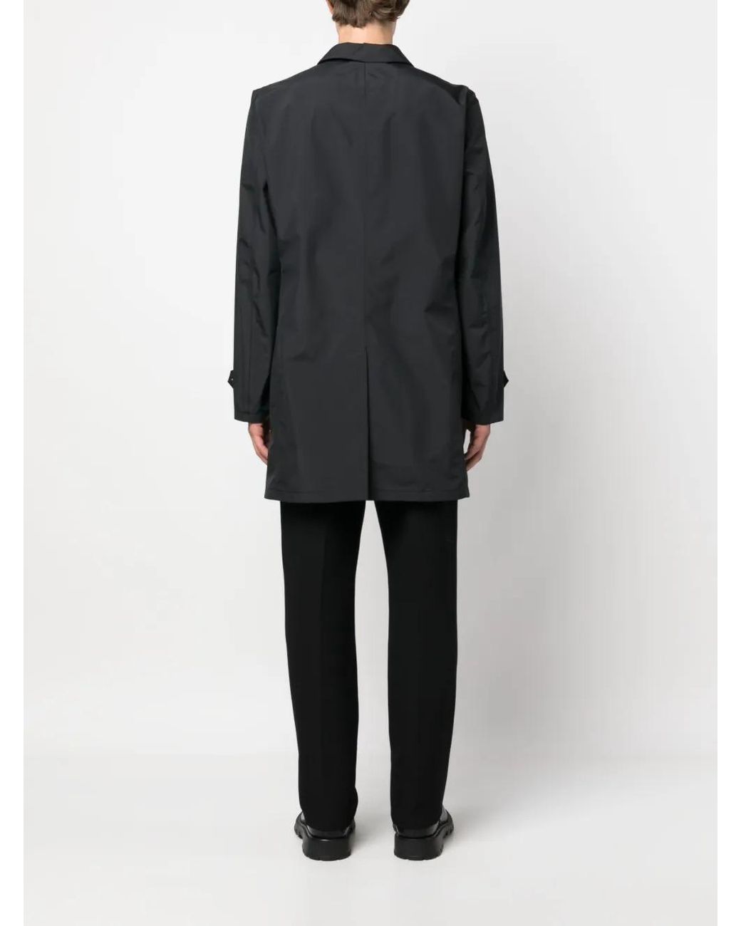 Herno Gray Single-Breasted Mid-Length Raincoat for men