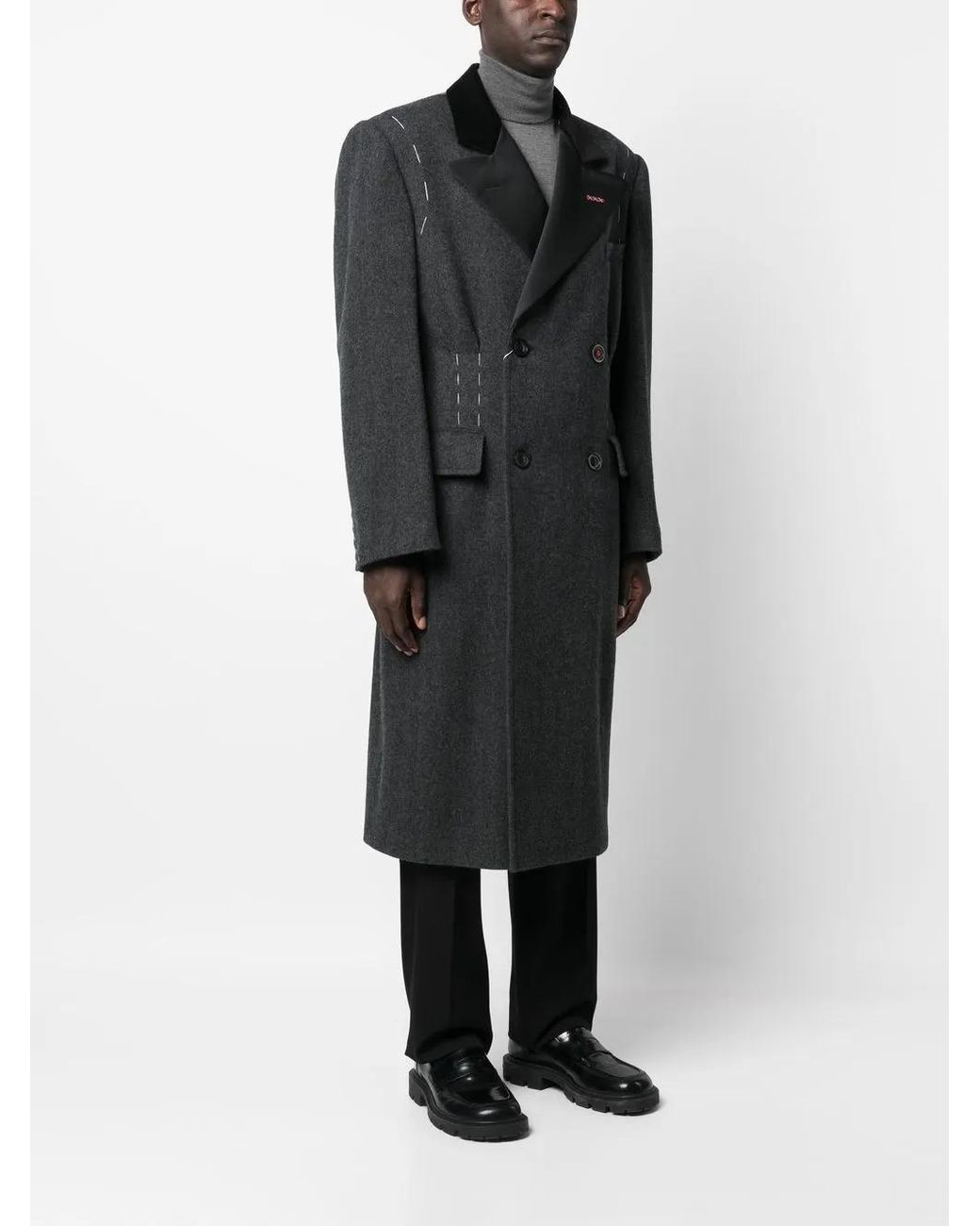 Maison Margiela Black Work-In-Progress Double-Breasted Coat