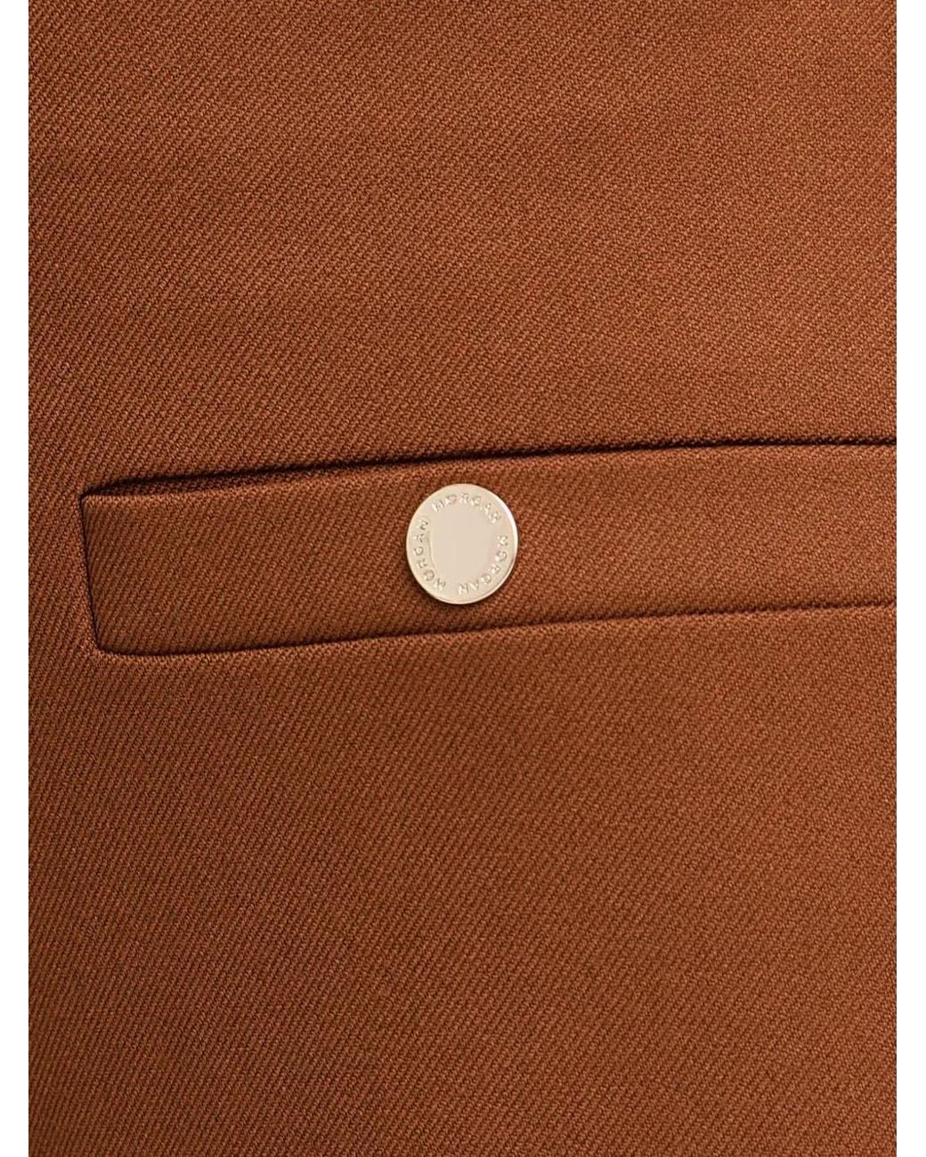 Morgan Brown Button-Detail Wide-Leg Trousers