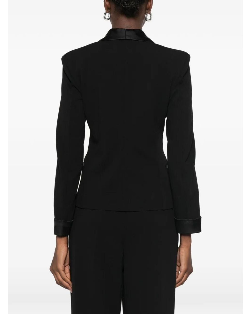 Imperial Black Satin-Trim Single-Breasted Jacket
