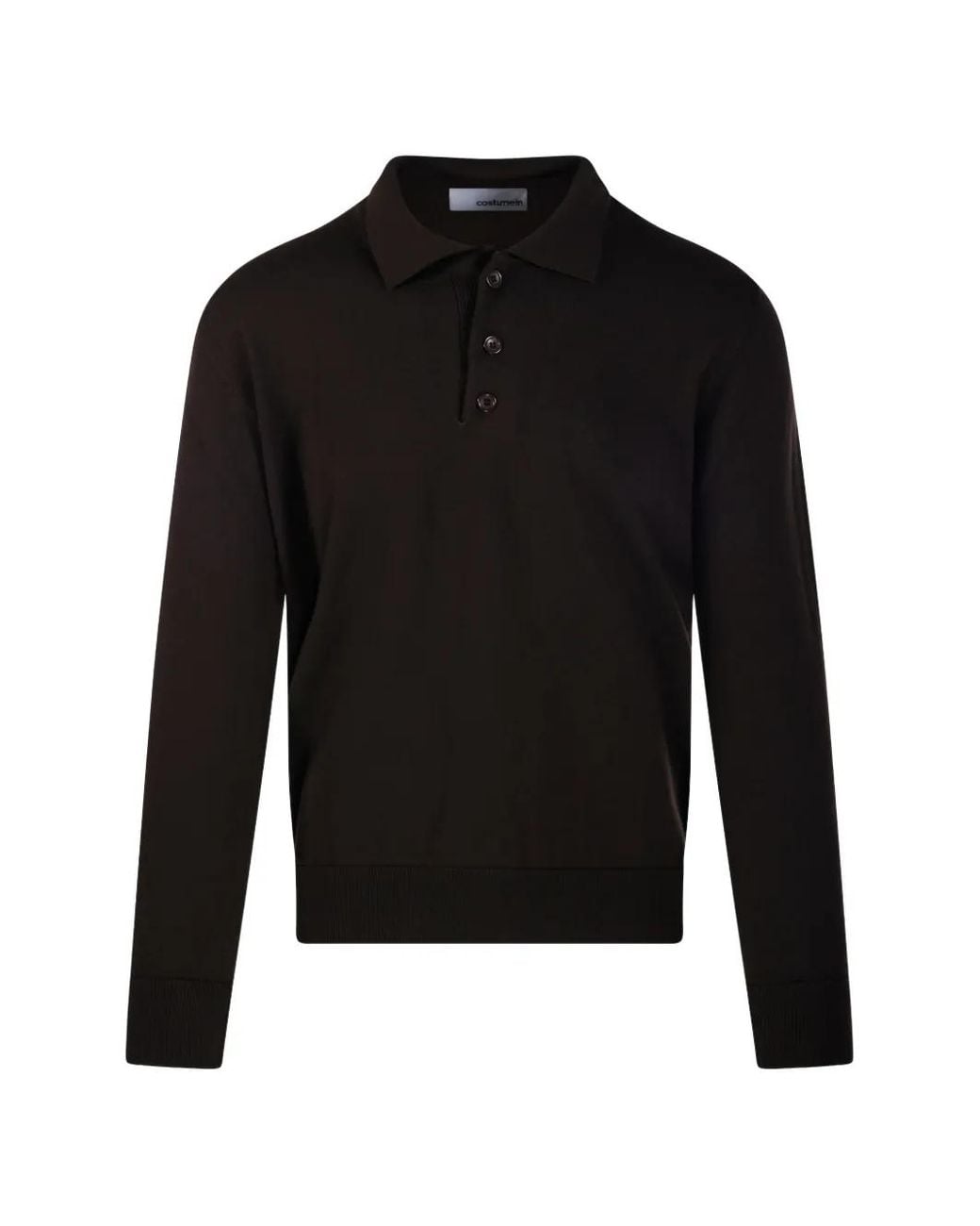 Costumein Black Pablo Button-Up Polo Sweater for men
