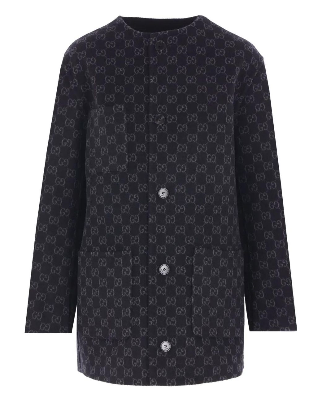 Gucci Blue Single-Breasted Wool Coat