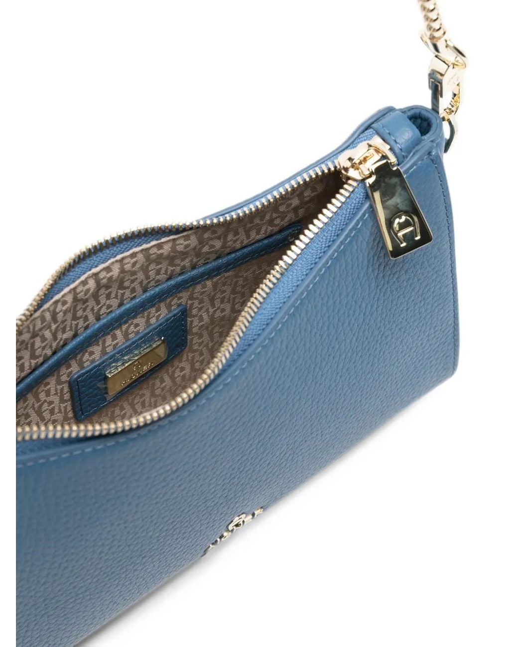Aigner Blue Ivy Grained Leather Shoulder Bag