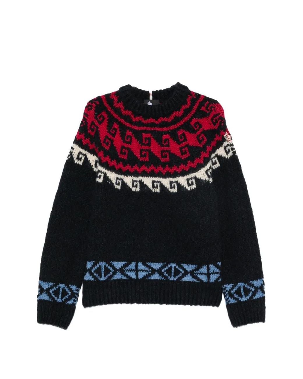 Moncler Red Fair Isle-Knit Sweater for men