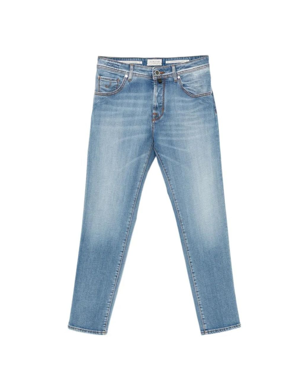 Jacob Cohen Blue Logo-Patch Straight-Leg Jeans for men
