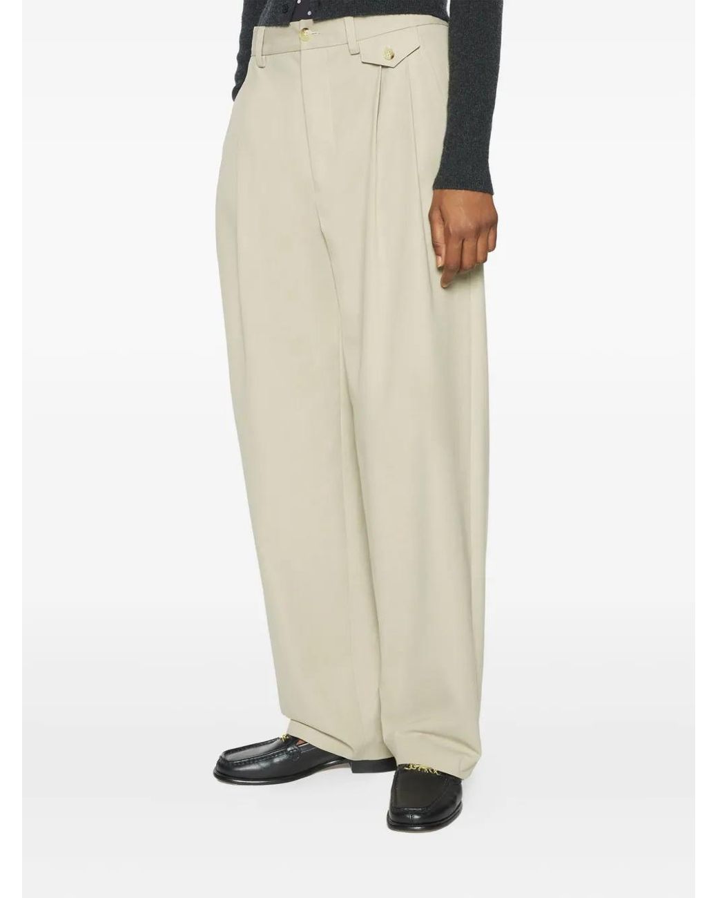 Maison Kitsuné White Pleated-Pocket Trousers