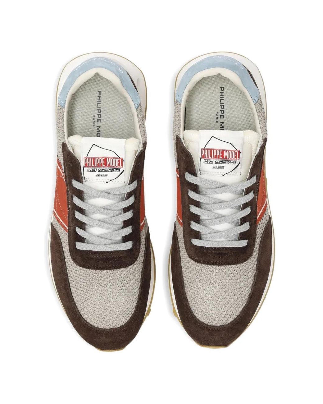 Philippe Model White Tour Low Stripe Panelled Sneakers for men
