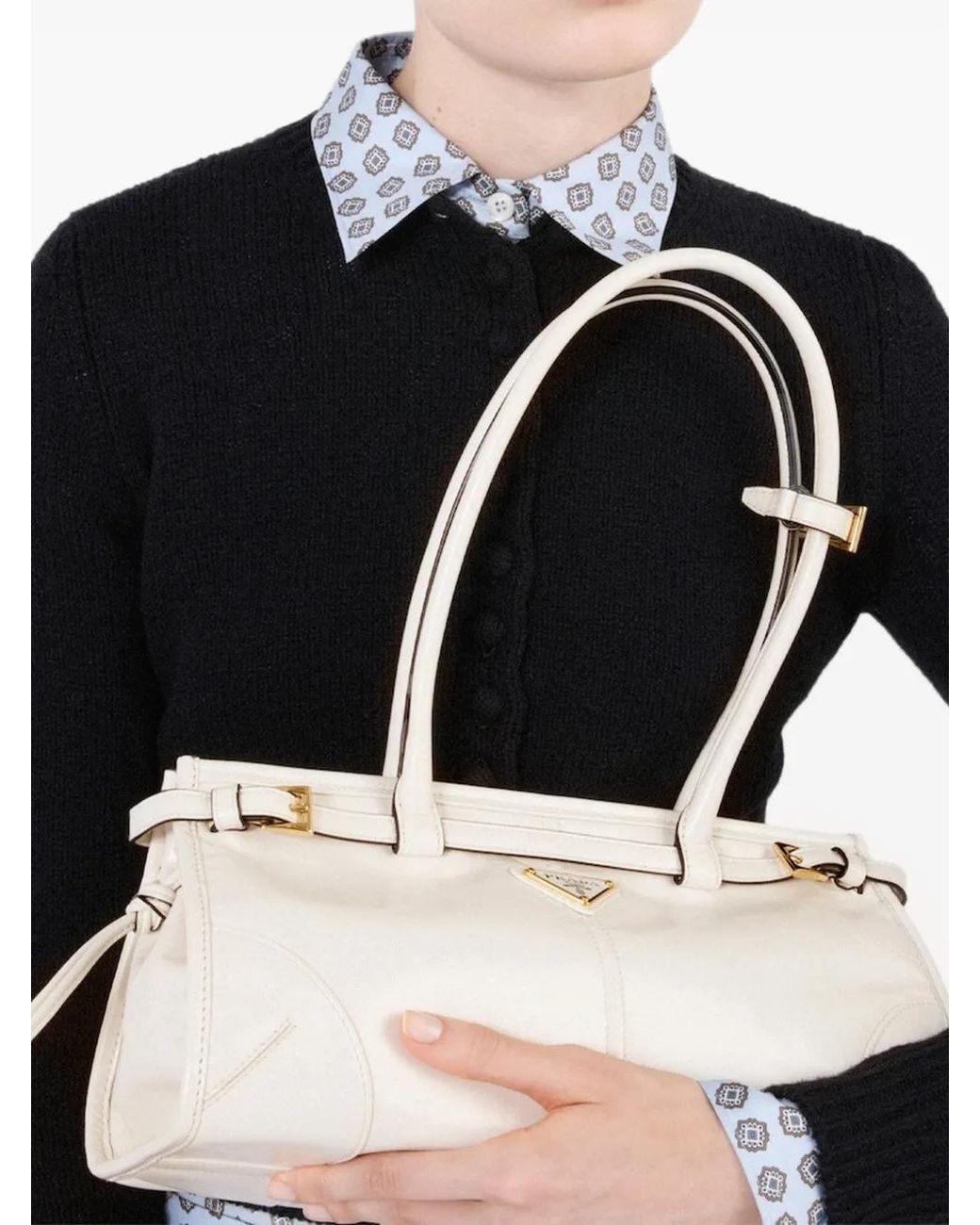 Prada White Bonnie Medium Leather Handbag