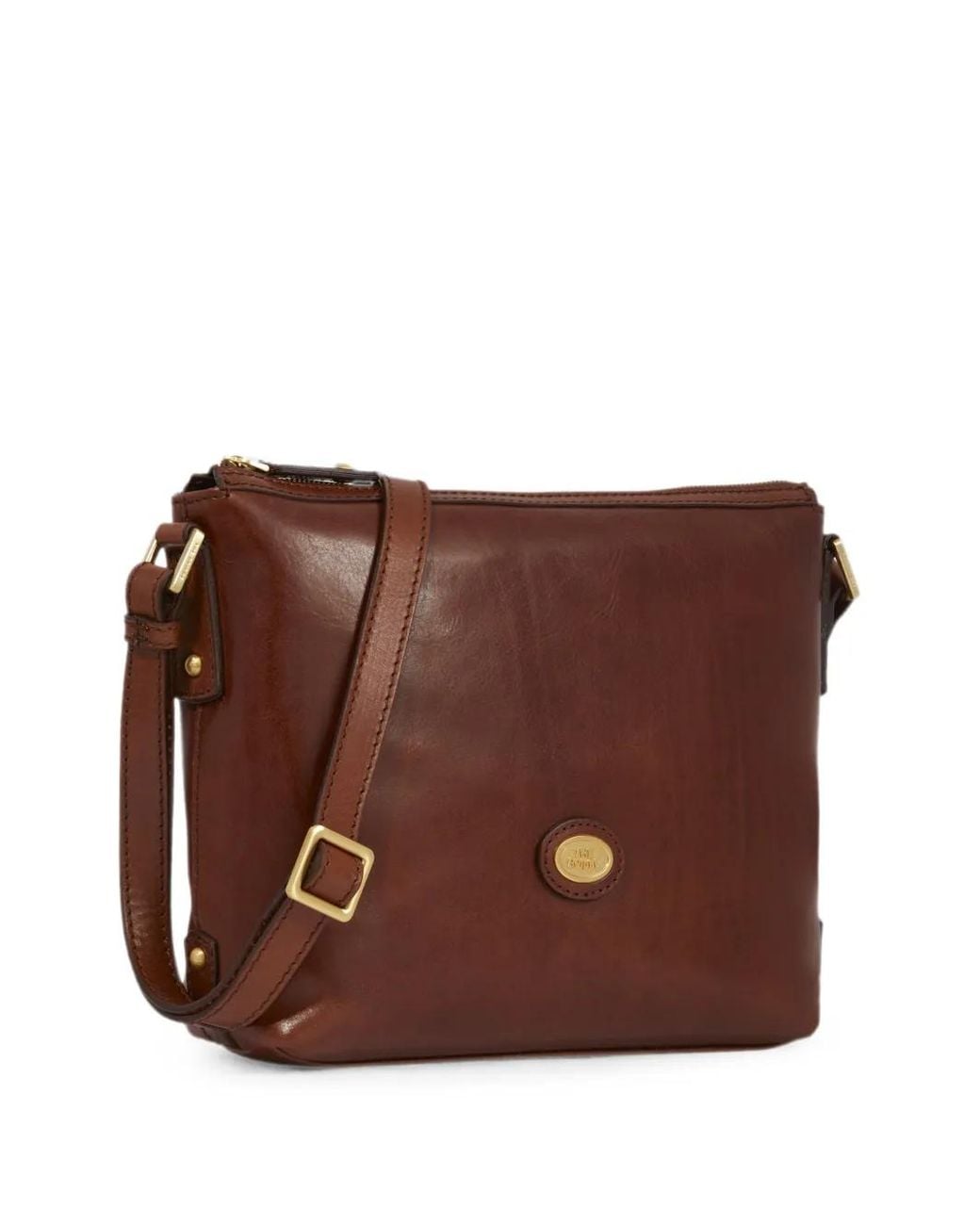 The Bridge Brown Zip-Top Leather Cross Body Bag