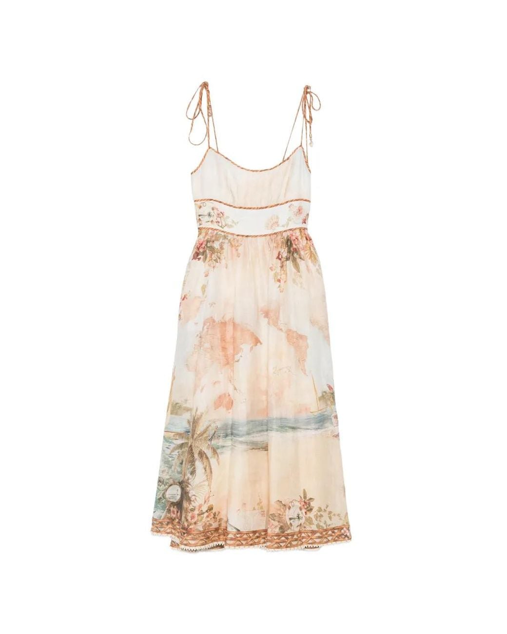 Vestido Con Mapa Estampado Zimmermann de color White