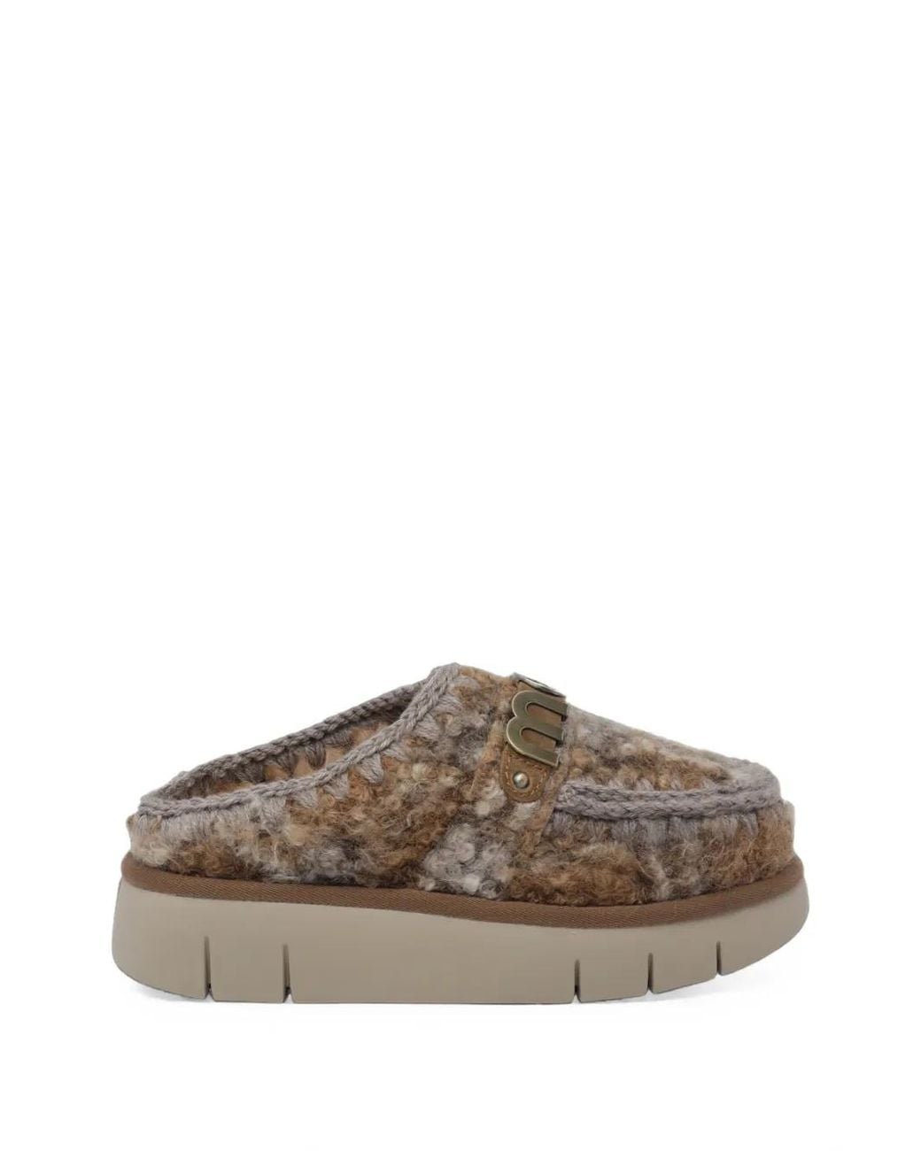 Mou Brown Bounce Logo-Plaque Mules