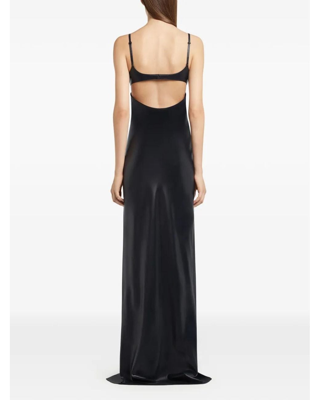 Courreges Black Lingerie Glossy Long Dress