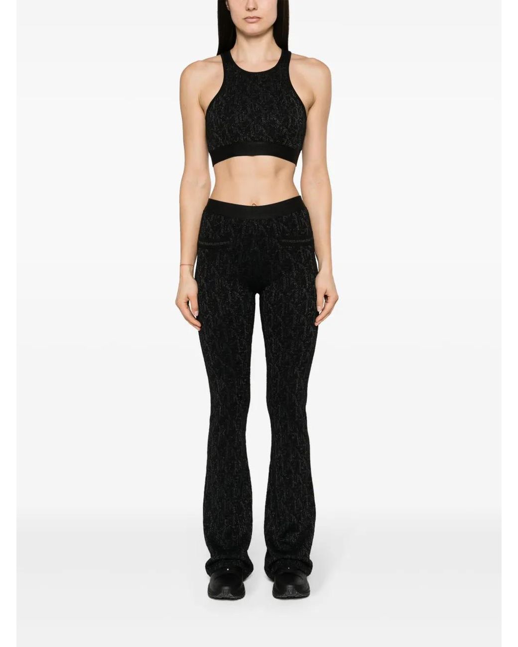 パンツ PALM ANGELS MONOGRAM JACQUARD KNIT TROUSERS palm-angels-black-Monogram-