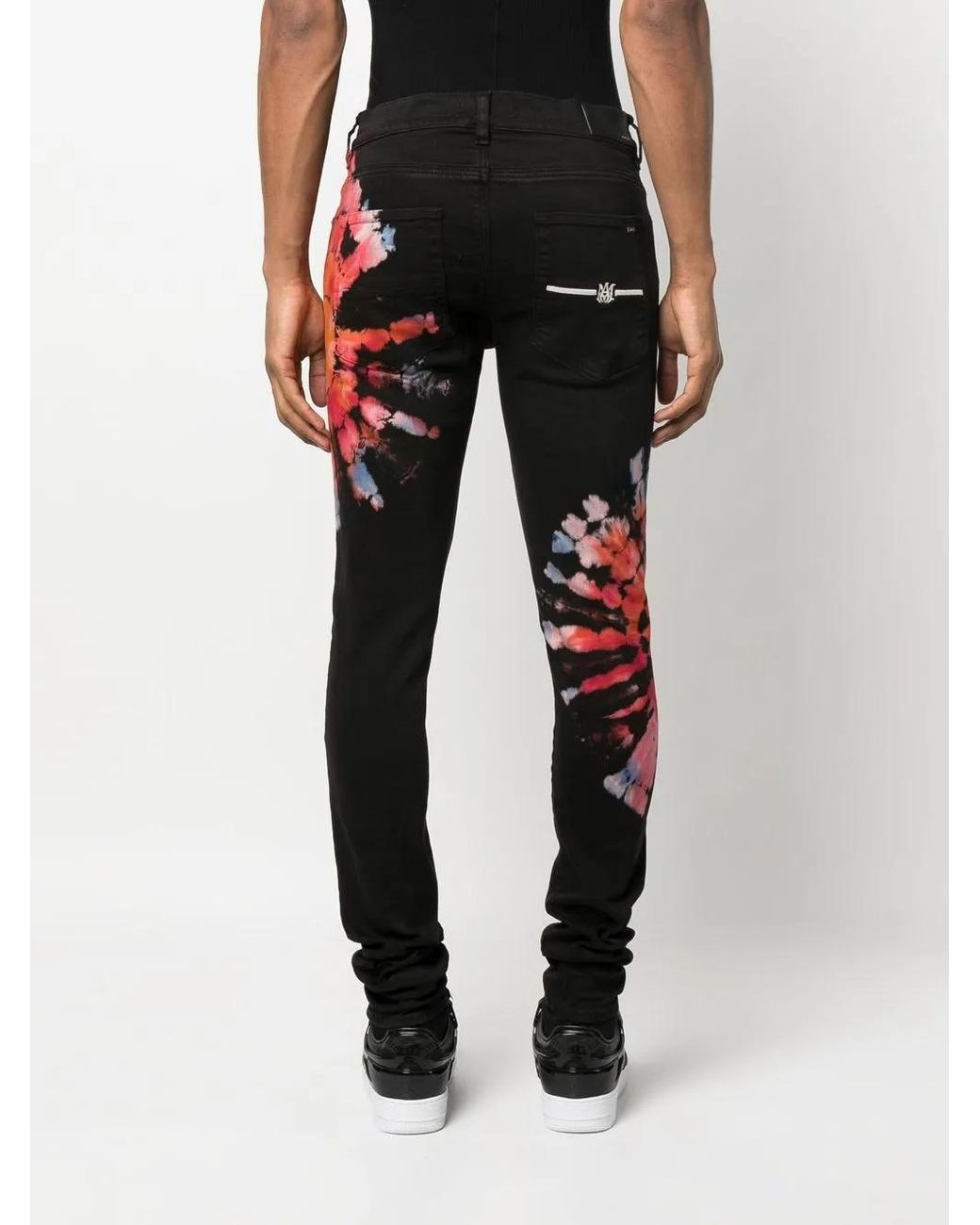 Amiri Black Tie-Dye Print Skinny Jeans for men