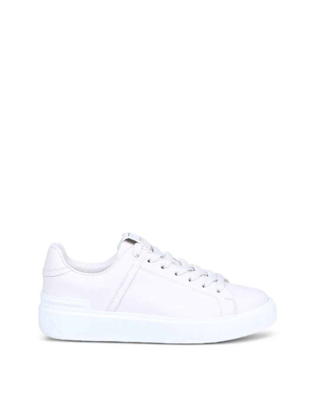 Balmain White B-Court Logo-Detail Sneakers for men