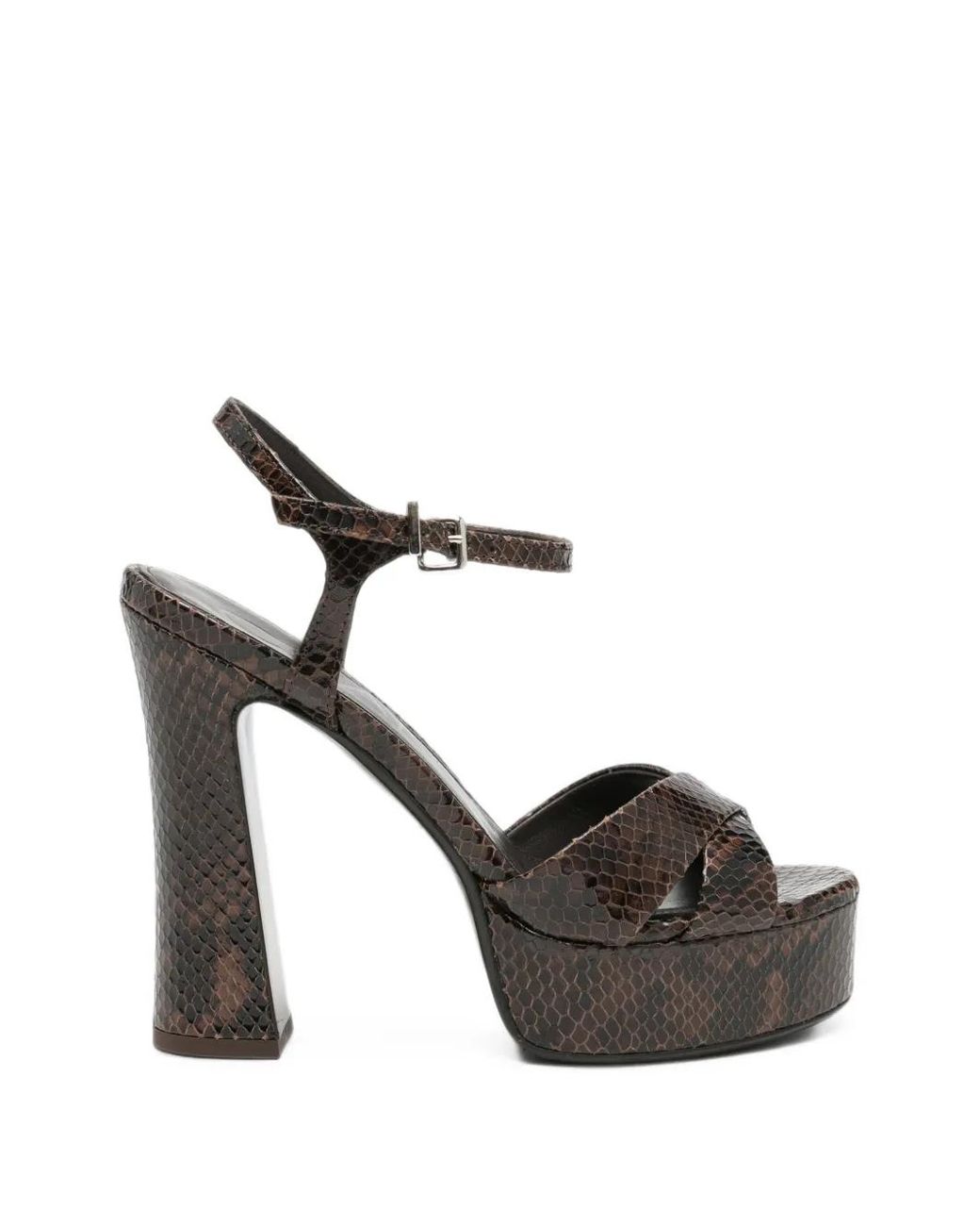 Chantal Black Snakeskin-Effect Platform Sandals