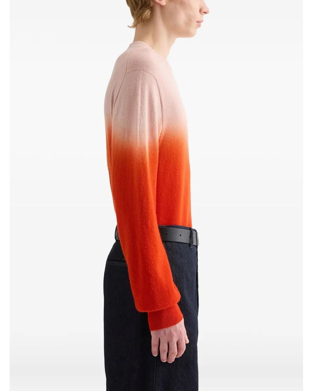 Jil Sander Red Lightweight Wool Crew-Neck Sweater for men
