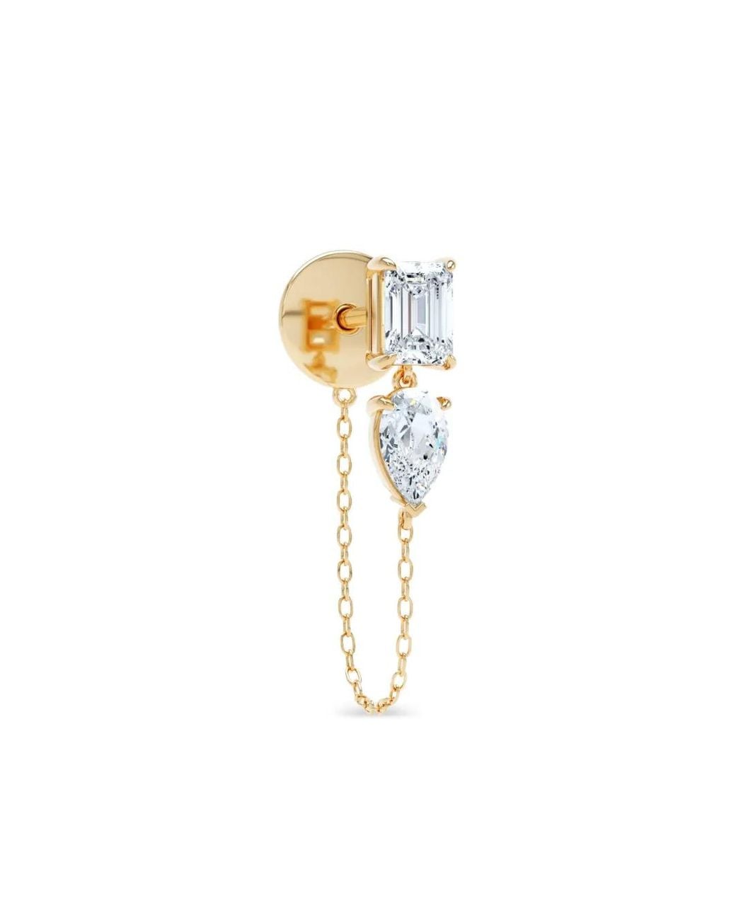 LOEV White Diamond Chain-Link Stud Earring