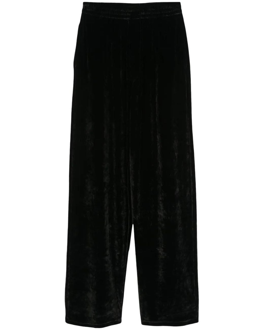 Balenciaga Black Velvet-Effect Straight-Leg Trousers