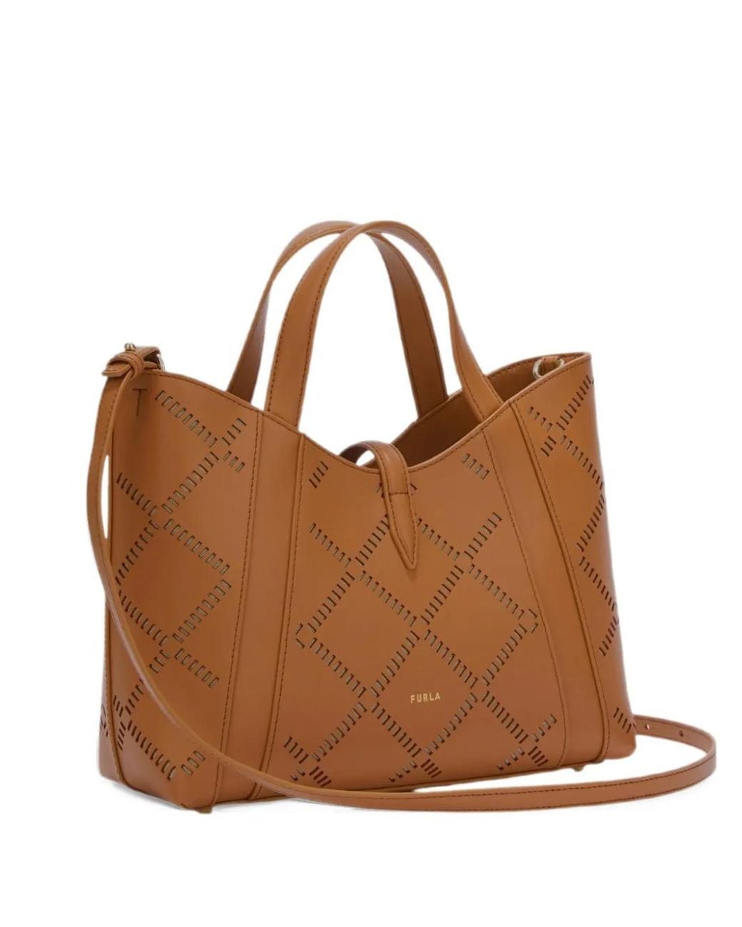 Furla Brown Laser-Cut Shoulder Bag