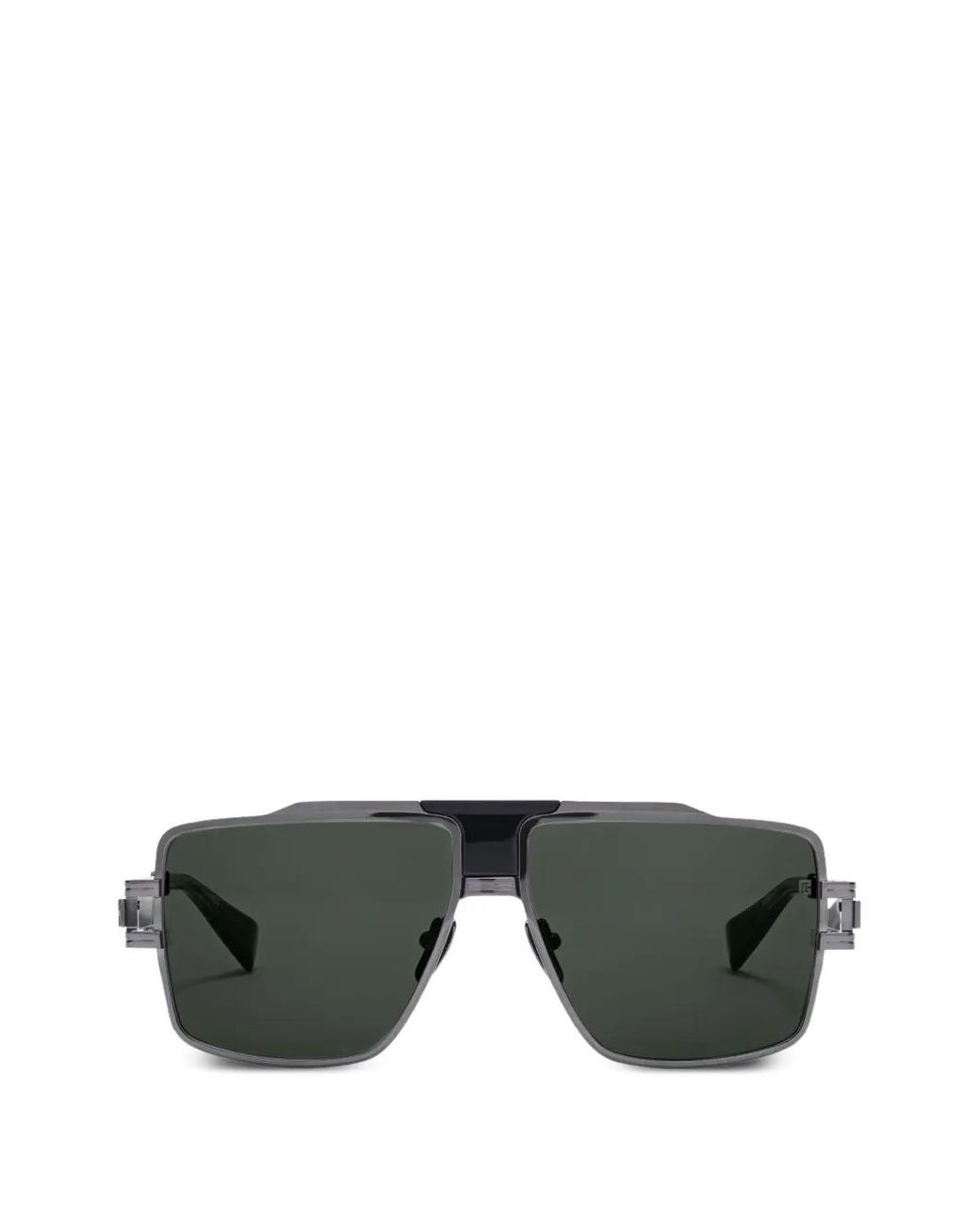 Balmain Green Geometric-Frame Sunglasses