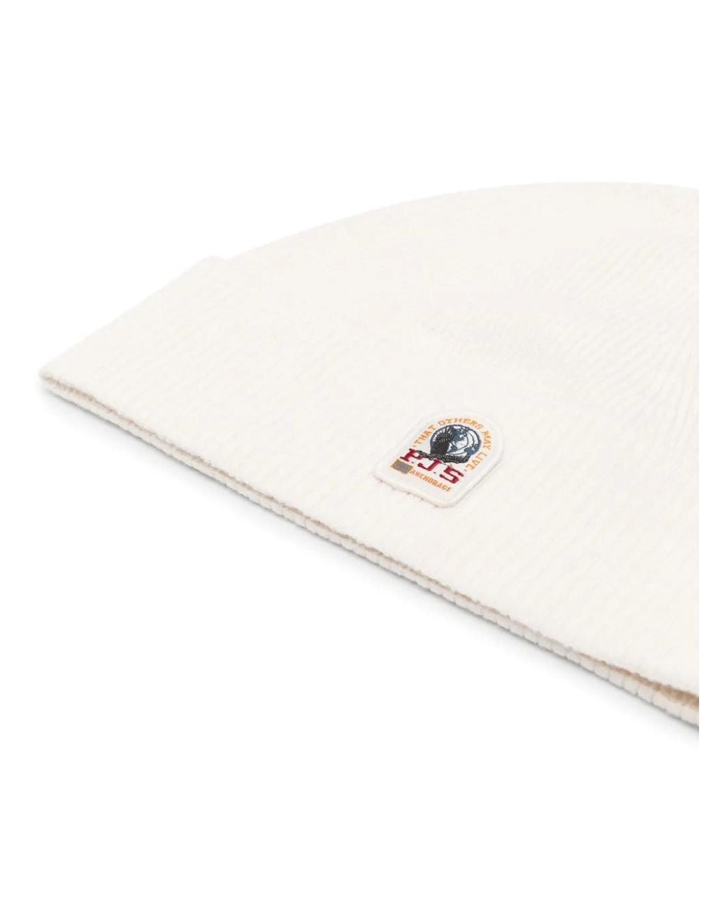 Parajumpers White Logo-Patch Ribbed-Knit Beanie for men