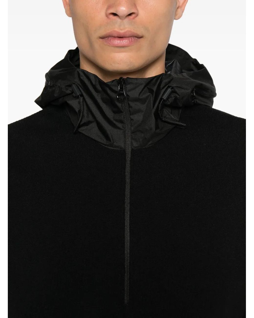 C P Company Black Half-Zip Hooded Jumper for men