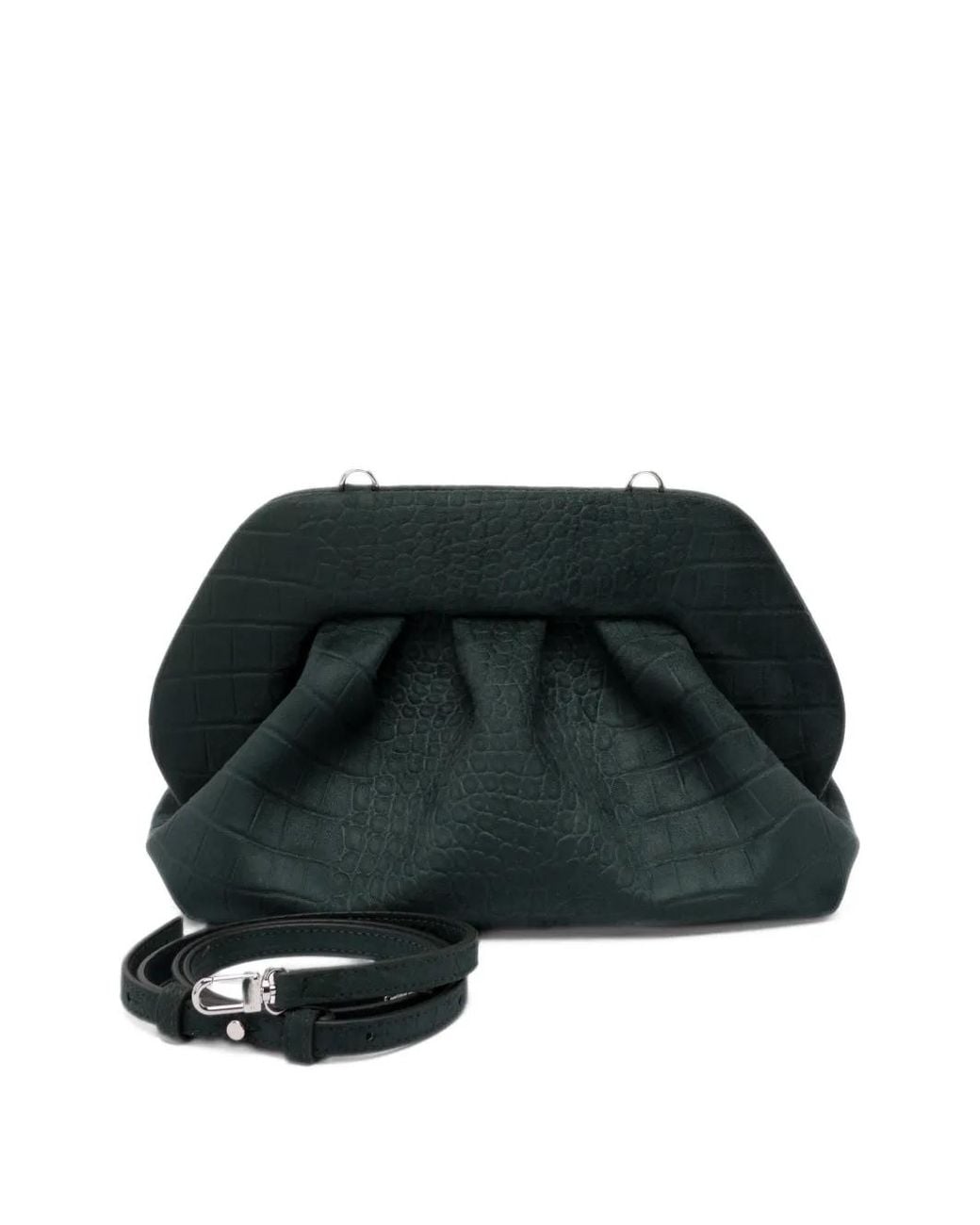 THEMOIRÈ Black Medium Bios Croc-Effect Clutch Bag