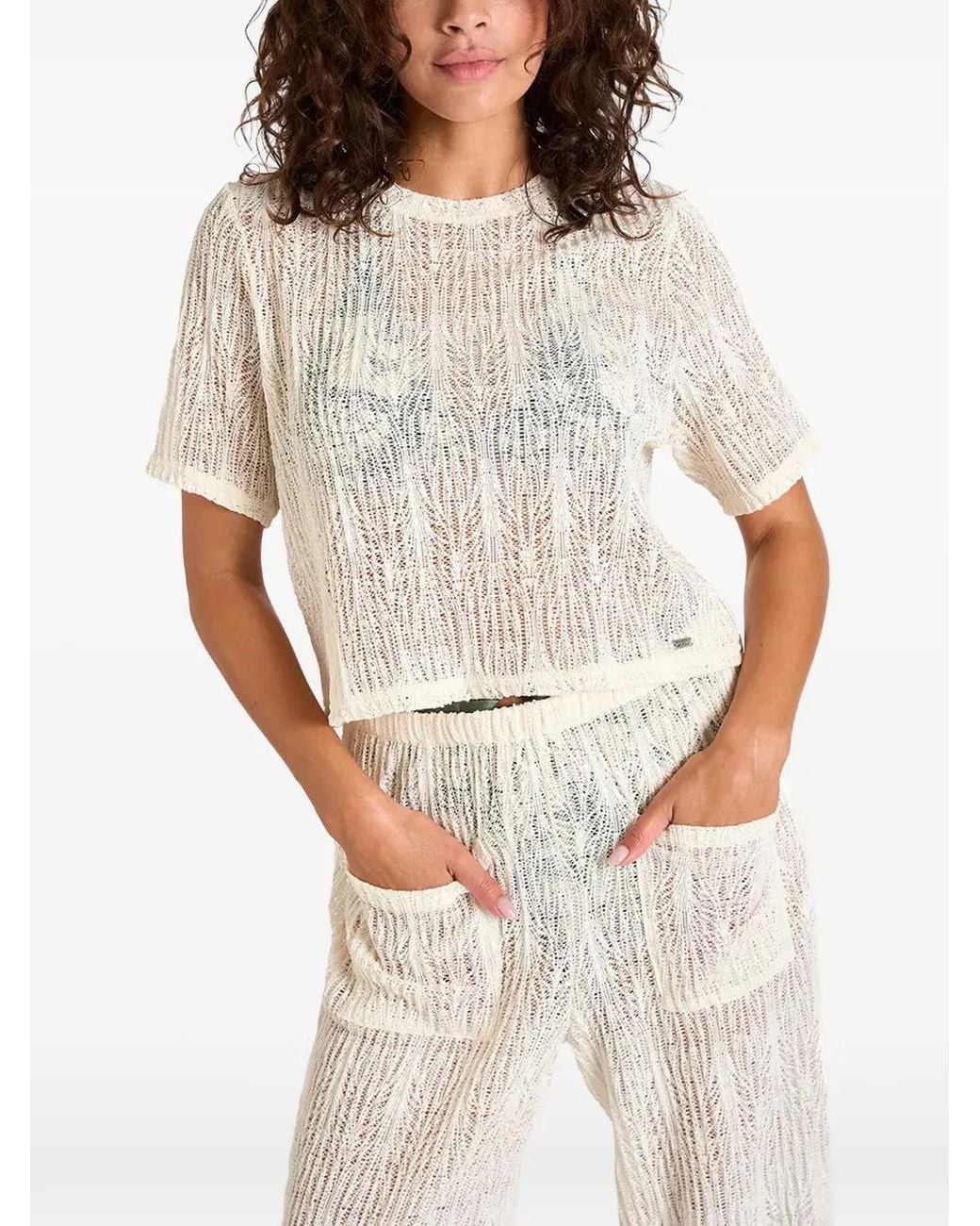 Banana Moon White T-Shirt Paiges Beachsoul En Maille Ajourée
