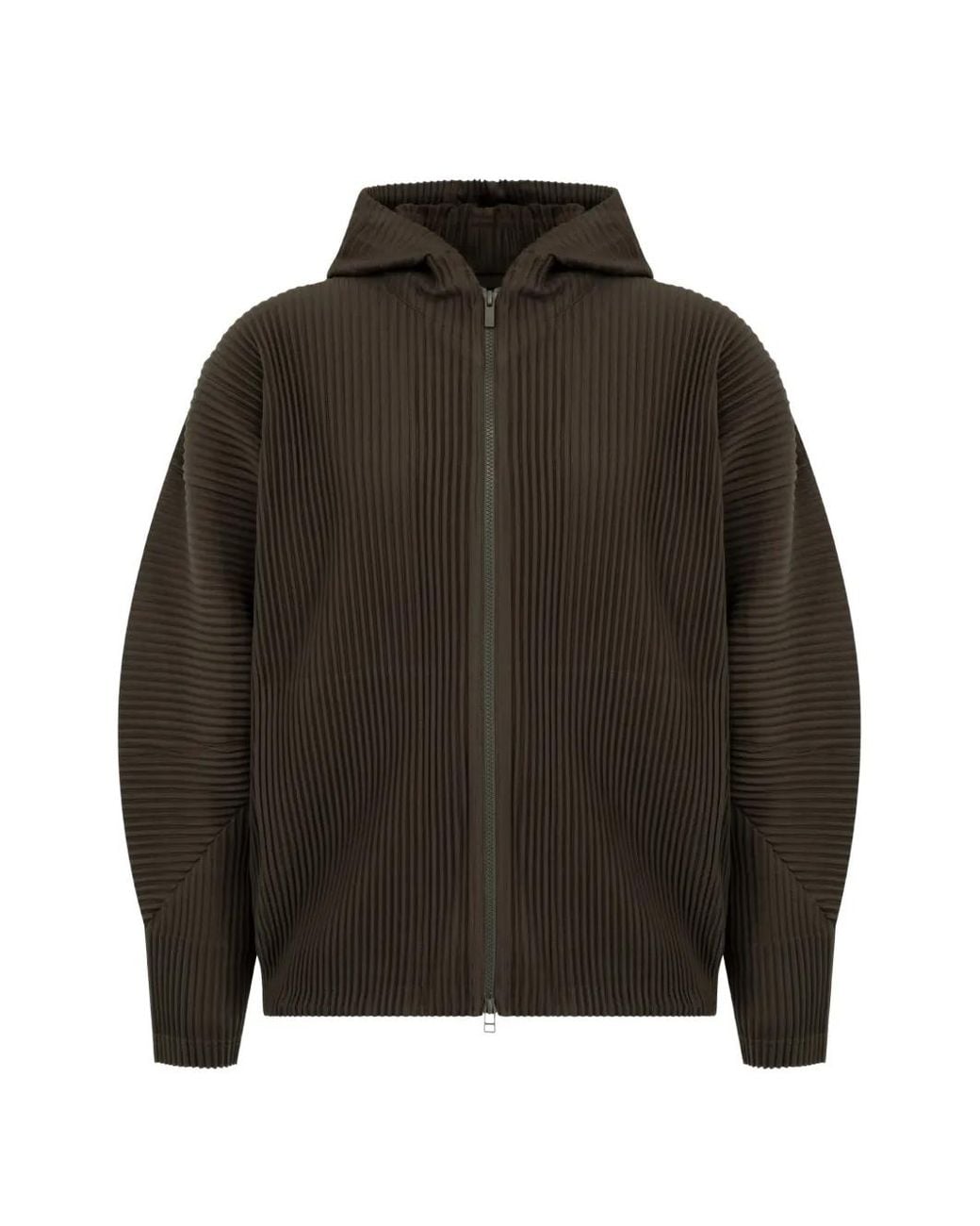 Homme Plissé Issey Miyake Brown Pleated Hooded Jacket for men