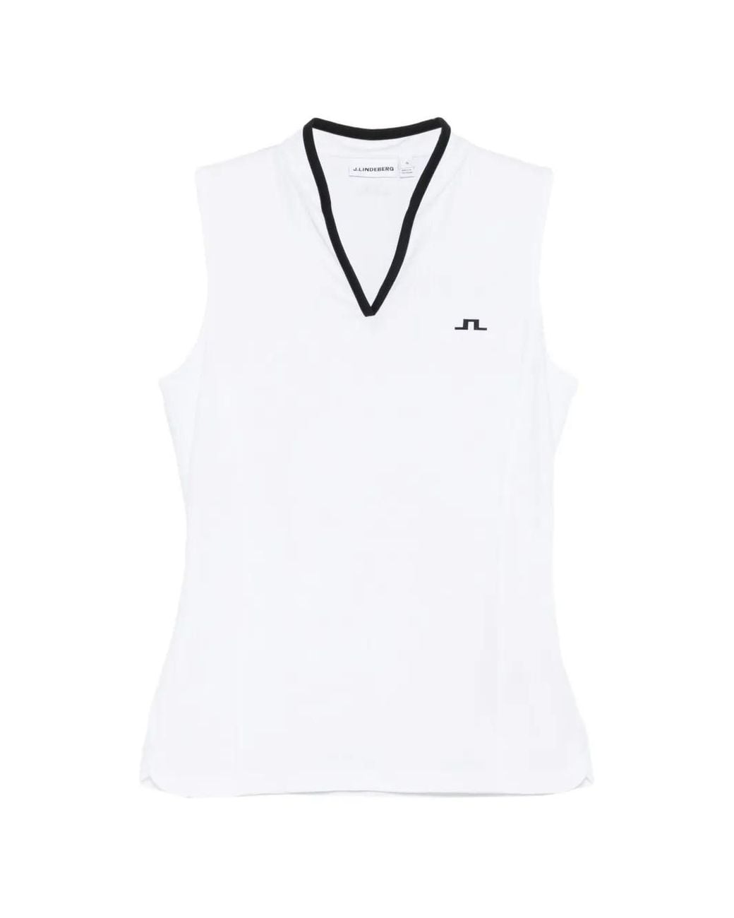 J.Lindeberg White Mila V-Neck Logo Top