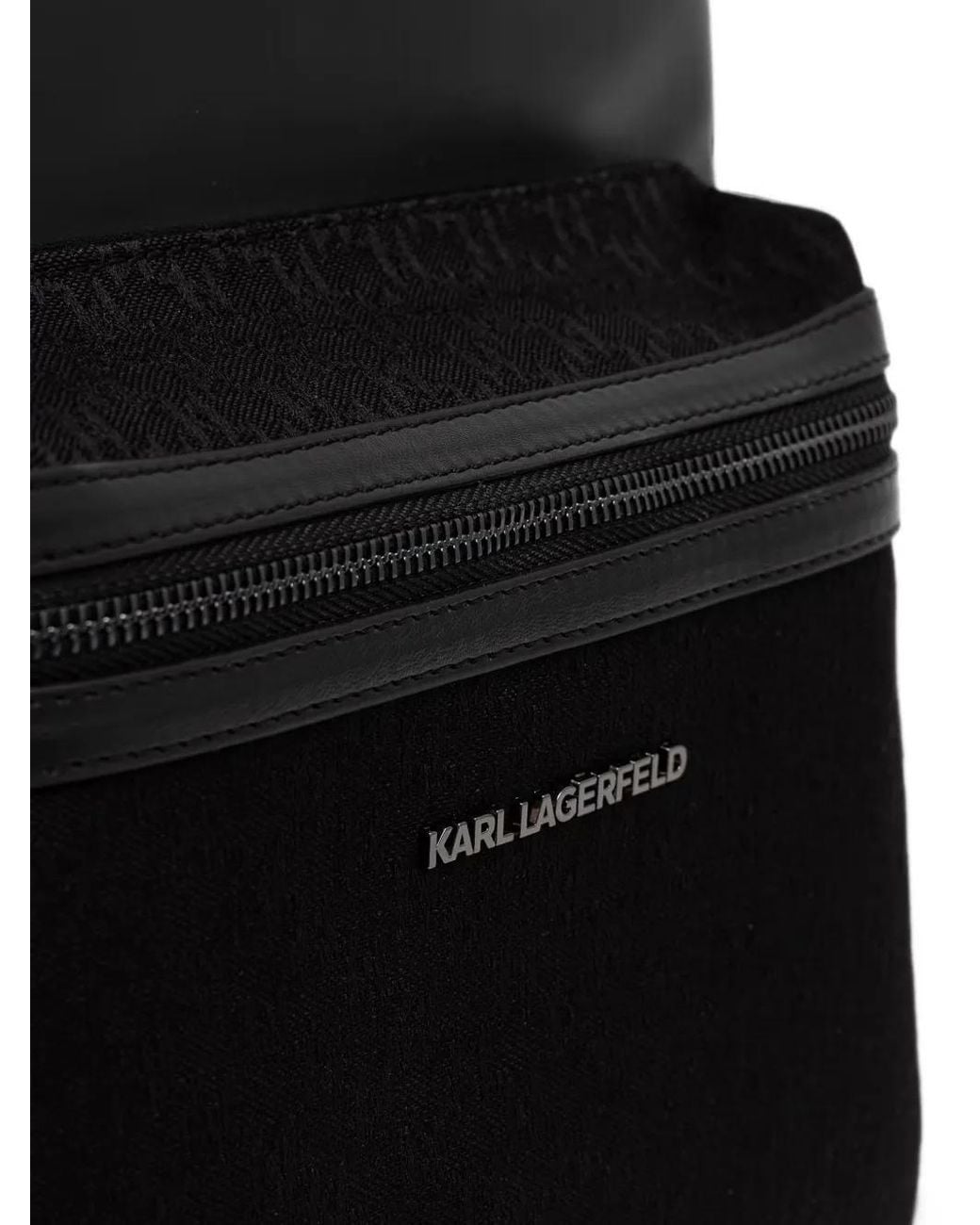 Karl Lagerfeld Black Logo-Plaque Backpack for men