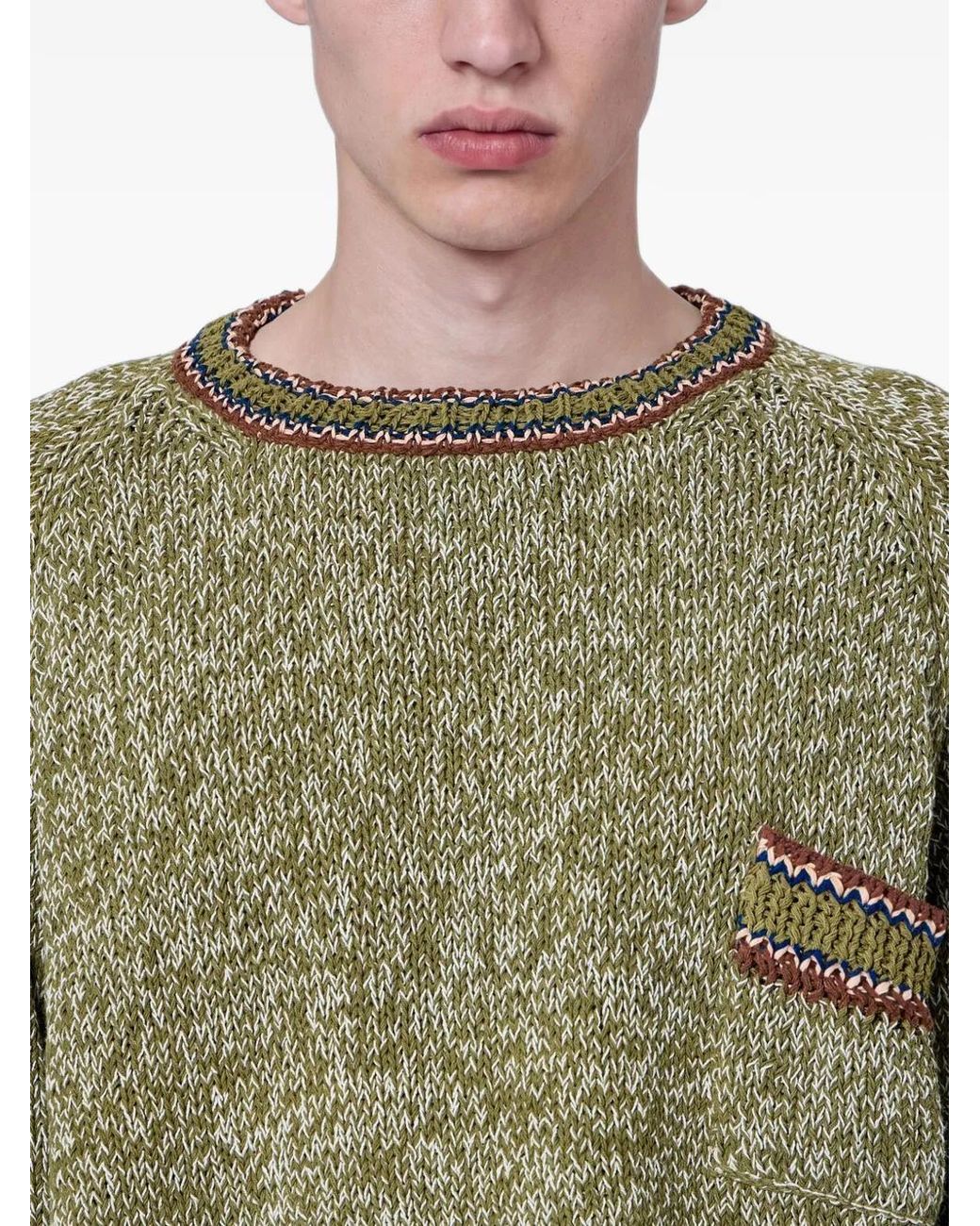 STORY mfg. Gray Textured-Knit Striped Sweater for men