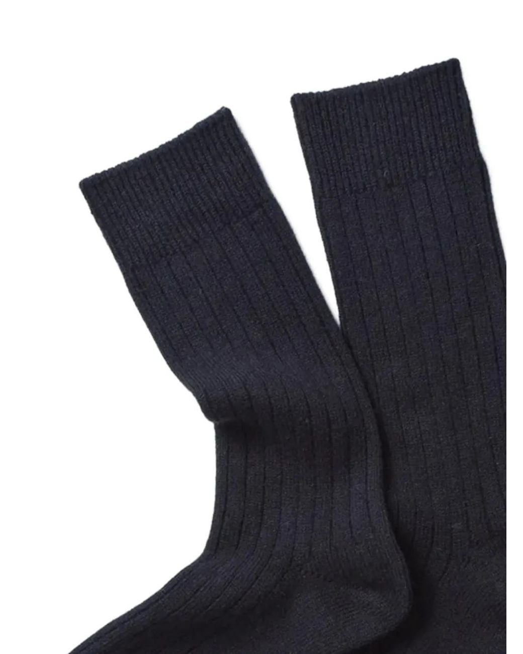 RoToTo Blue Ribbed Crew Socks