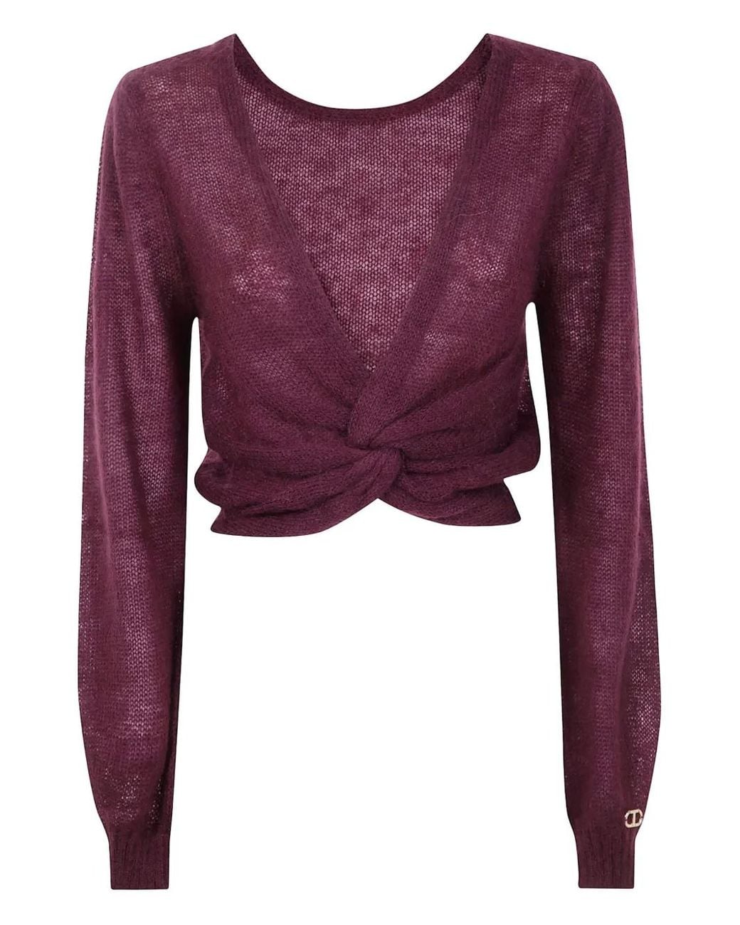 Twinset Purple Twist-Front Knitted Sweater
