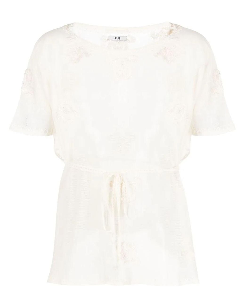 Bode White Cotton Embroidered Design Top for men
