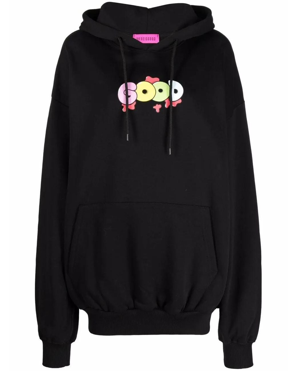 IRENEISGOOD Black Oversized Logo-Print Hoodie