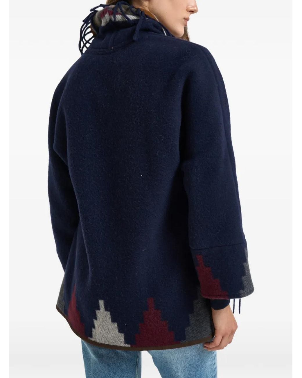 Bazar Deluxe Blue Fringe-Trim Belted Coat