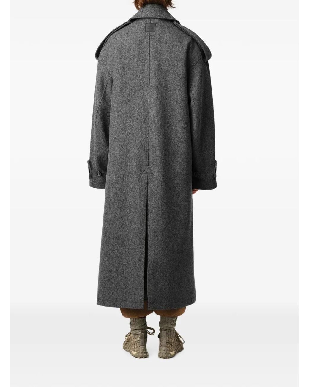 AMI Gray Wool Trench Coat