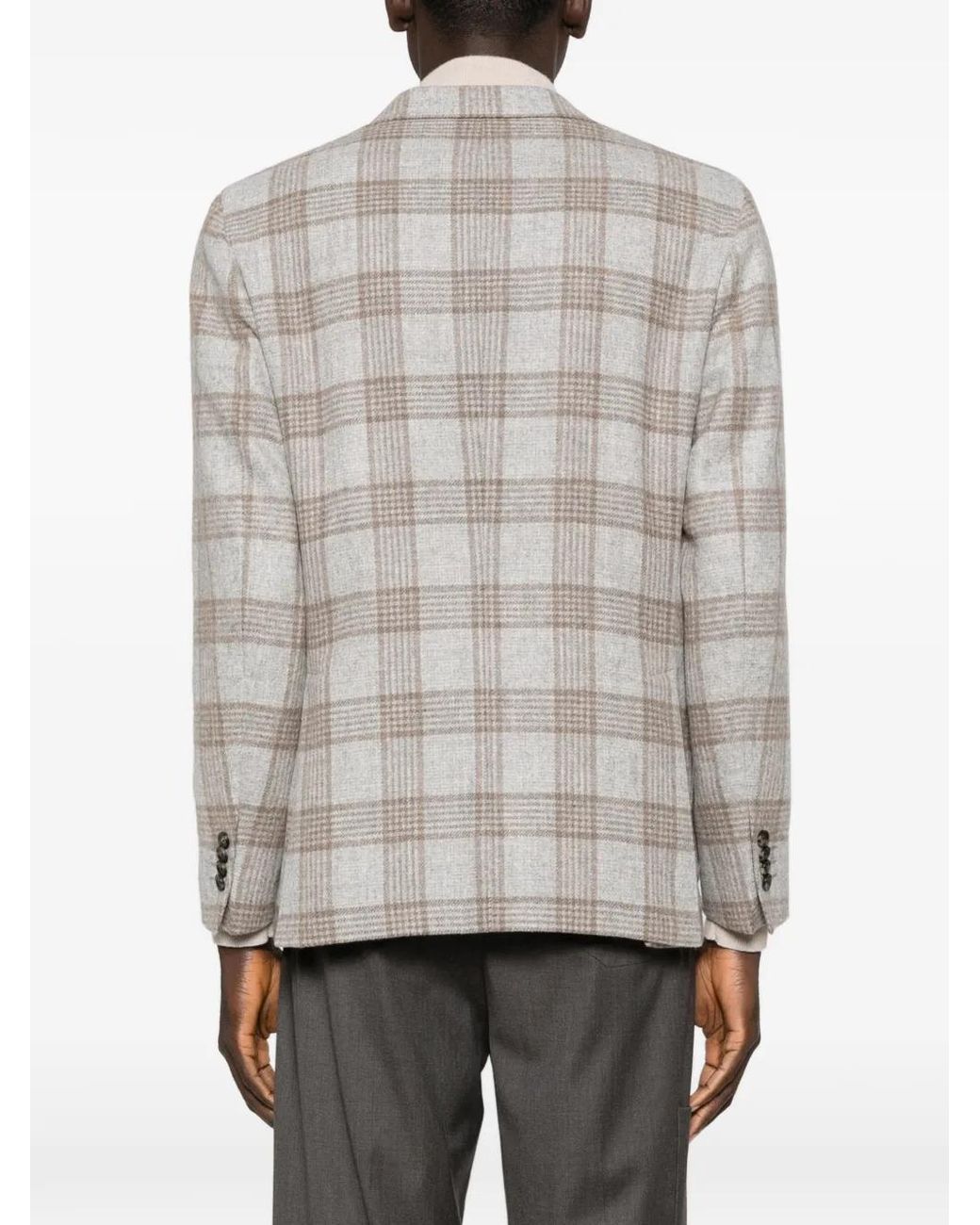 Latorre Gray Plaid-Pattern Blazer for men