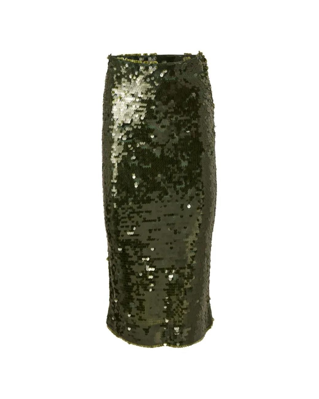 Carolina Herrera Green Sequin-Embellished Pencil Midi Skirt