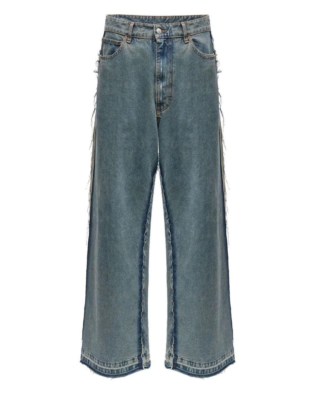 MM6 by Maison Margiela Blue Relaxed Fit Distressed Wide-Leg Jeans for men