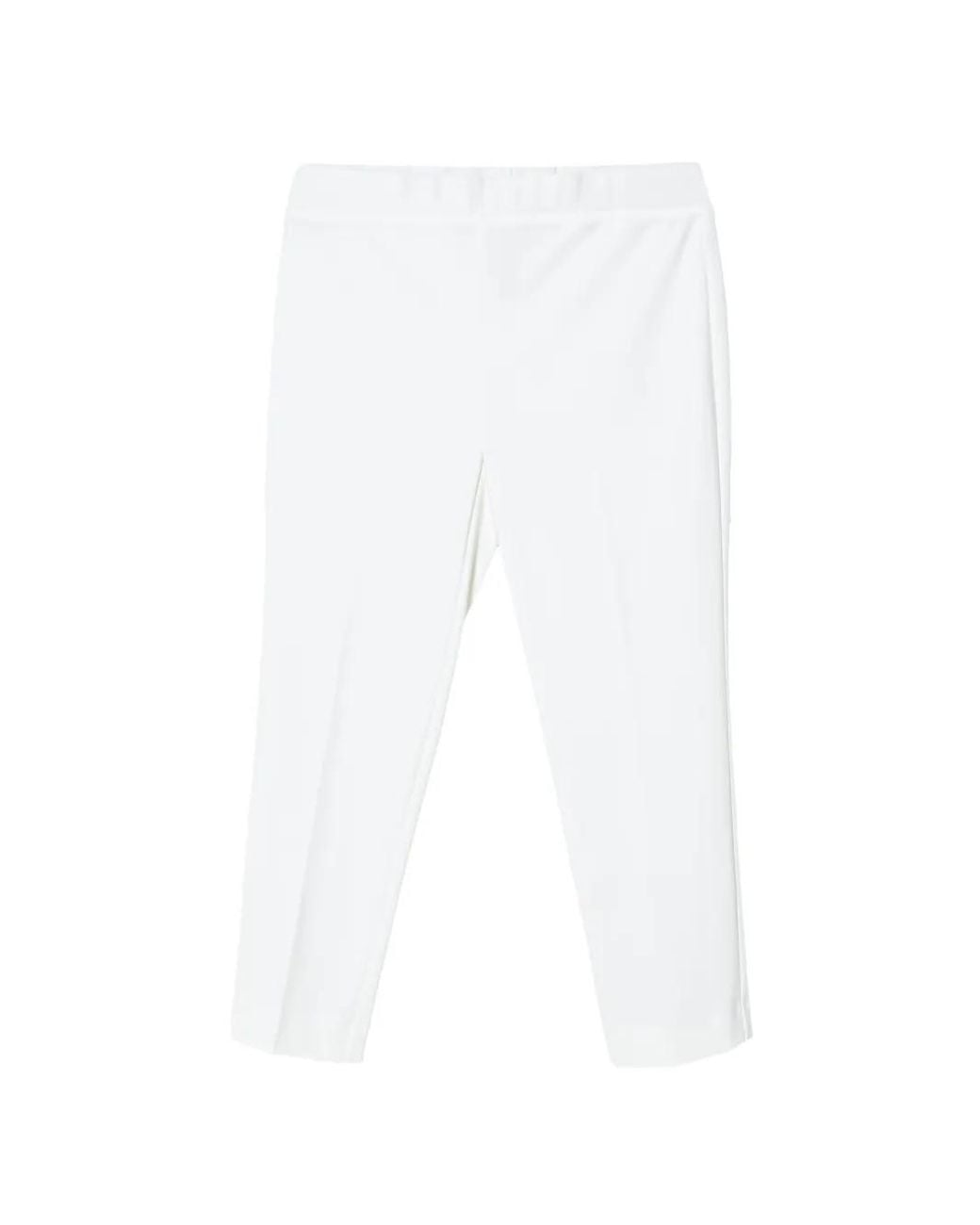 Joseph Ribkoff White Pressed-Crease Rear-Slit Trousers