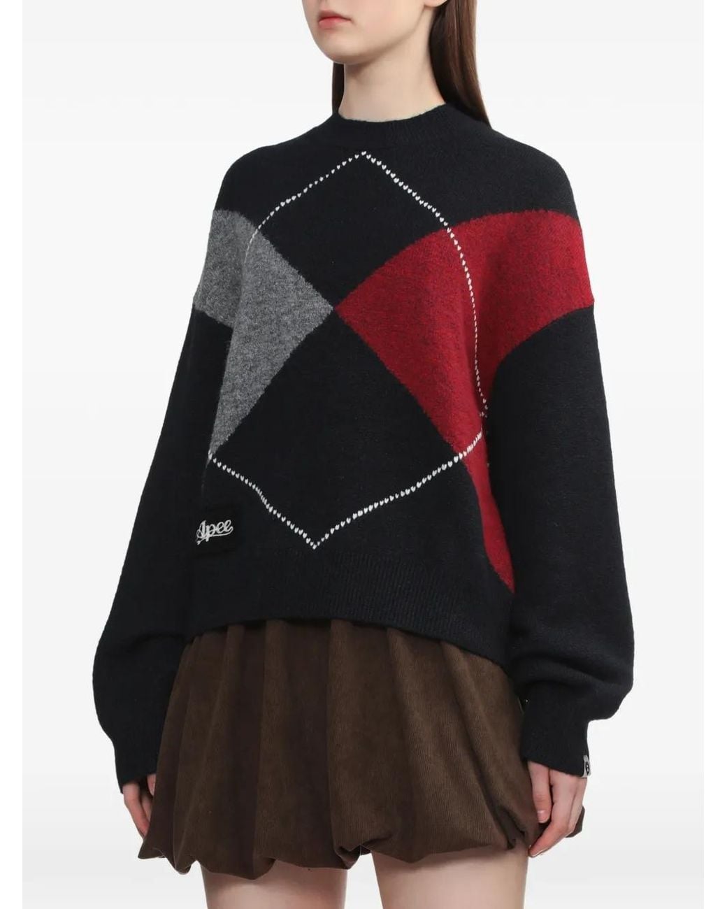 A Bathing Ape Black Argyle Sweater