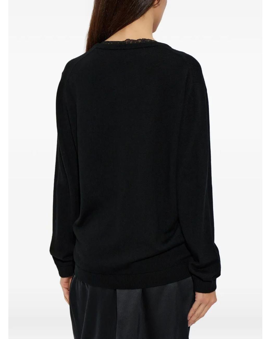 Posse Black Primrose Lace-Trim Sweater